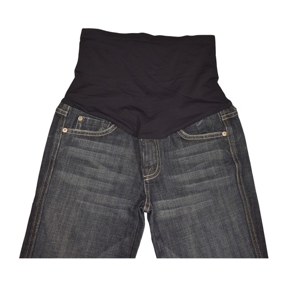 7 For All Mankind Denim - 7 For All Mankind Dark Wash Wide Leg Maternity Jeans with Black Panel